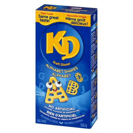 Kraft Dinner Macaroni & Cheese Shapes, Alphabet, 156g/5.5oz., 12 Pack, {Imported from Canada}